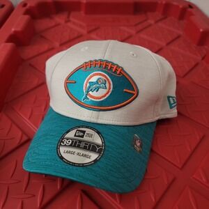 New Era Miami Dolphins Sideline History 39THIRTY Stretch Flex Hat Cap L/XL Beige